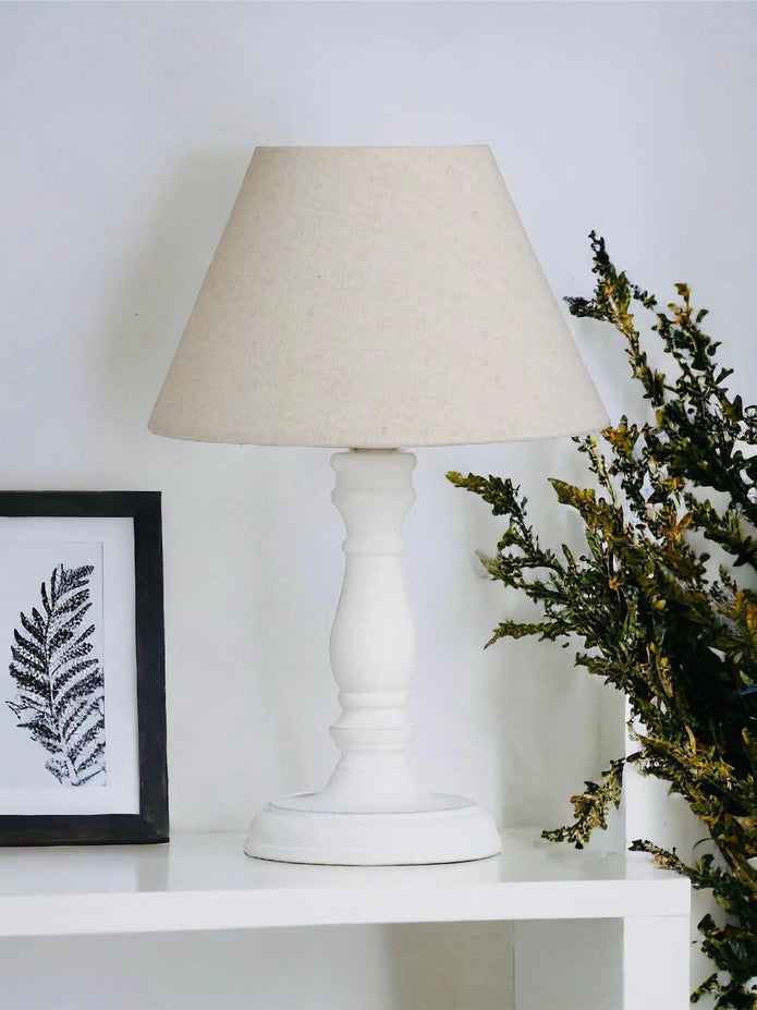 Cyrene Wooden White Table Lamp - LightingLighting - Lulu Loves Home
