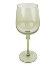 Etched Olive Green Wine Glass
