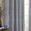 Yard Navy Blue Striped Blackout Eyelet Curtains