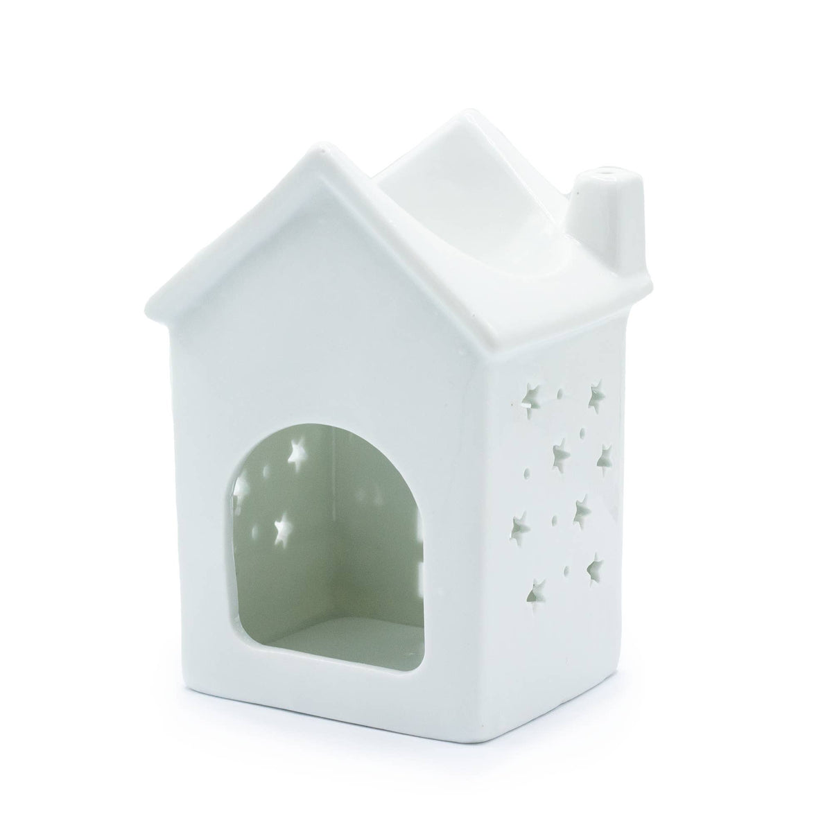 Ancient Wisdom White House oil wax melt burner with a detailed white house design, ceramic body, and open top for melting wax melts.