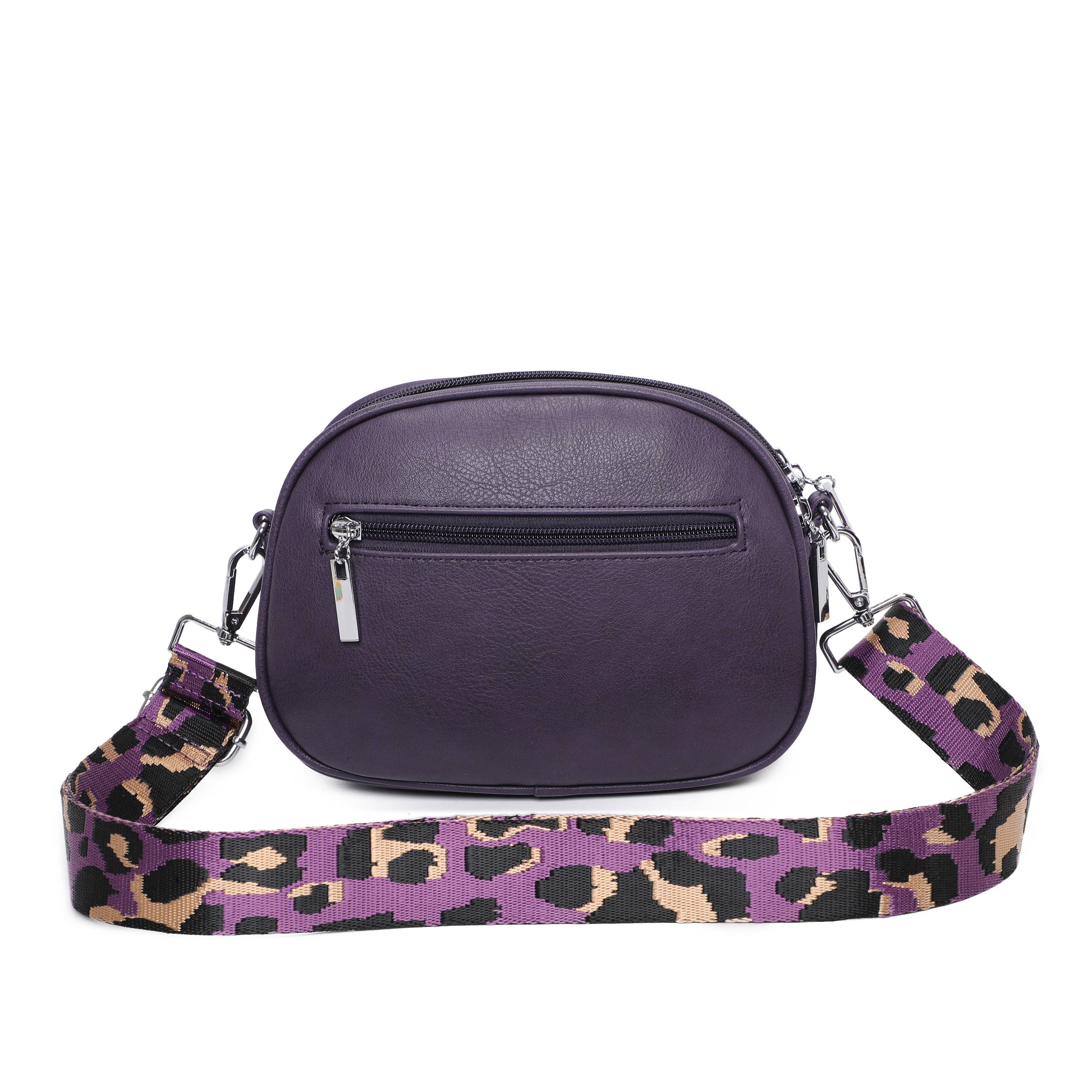 Rounded Crossbody Bag with Pattern Strap