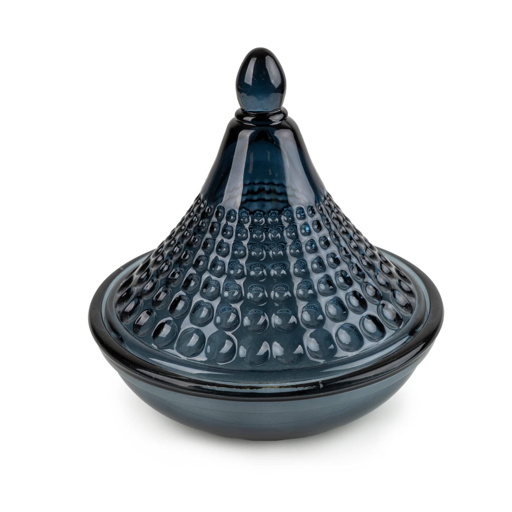 Embossed Tagine Glass Candle - Navy Blue
