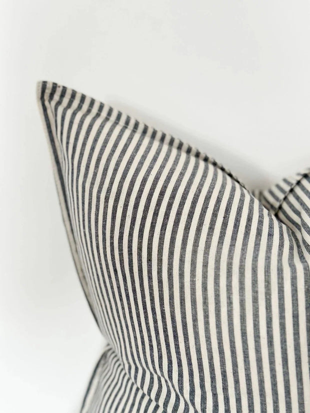 Darcy Navy Blue And White Pinstripe Luxury Cotton Blend Cushion Cover - Soft FurnishingsSoft Furnishings - Lulu Loves Home