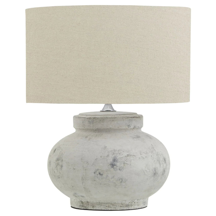 Darcy Squat Stone Natural Round Lamp - LightingLighting - Lulu Loves Home