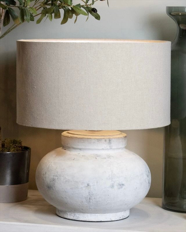 Darcy Squat Stone Natural Round Lamp - LightingLighting - Lulu Loves Home