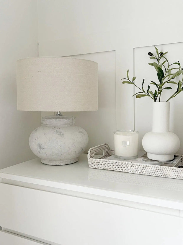 Darcy Squat Stone Natural Round Lamp - LightingLighting - Lulu Loves Home