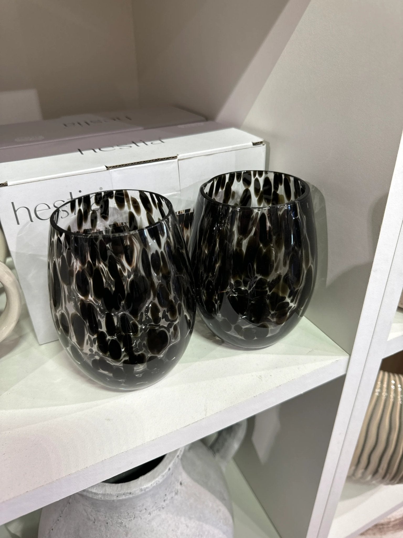 Dark Brown Tortoise Shell Stemless Tumbler Glasses - Set of Two - Home DecorHome Decor - Lulu Loves Home