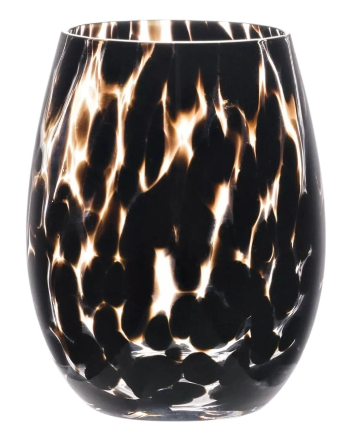 Dark Brown Tortoise Shell Stemless Tumbler Glasses - Set of Two - Home DecorHome Decor - Lulu Loves Home