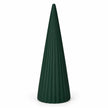 Single dark green ribbed ceramic Christmas tree shown completely on white