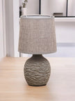 Dark Grey Table Lamp with Grey Linen Shade - LightingLighting - Lulu Loves Home