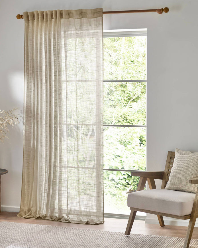 Yard Natural Woven Sheer Voile Curtain Panel