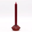Ancient Wisdom burgundy Christmas dinner candle and tealight holder with festive design for holiday decor.