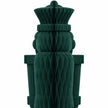 Close-up of the deep green nutcracker's folded paper hat and upper body