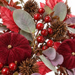 Deep red foliage and pumpkin Christmas wreath with berries, designed by Heaven Sends, featuring festive autumnal accents.