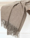Della Beige Fine Knit Brown Tasseled Throw Blanket - Soft FurnishingsSoft Furnishings - Lulu Loves Home