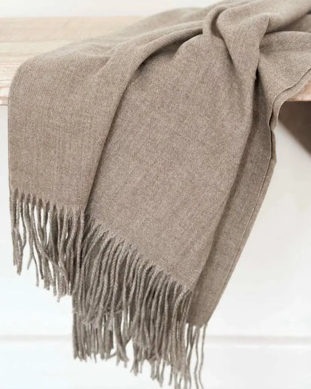 Della Beige Fine Knit Brown Tasseled Throw Blanket - Soft FurnishingsSoft Furnishings - Lulu Loves Home