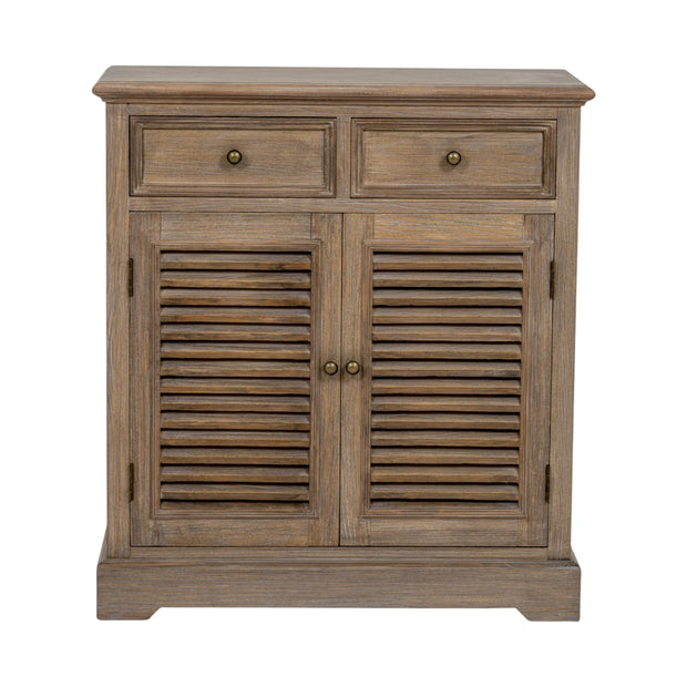 Delphine Collection 2-drawer, 2-door chest from Hill Interiors, showcasing elegant furniture design with wooden finish and metal hardware.