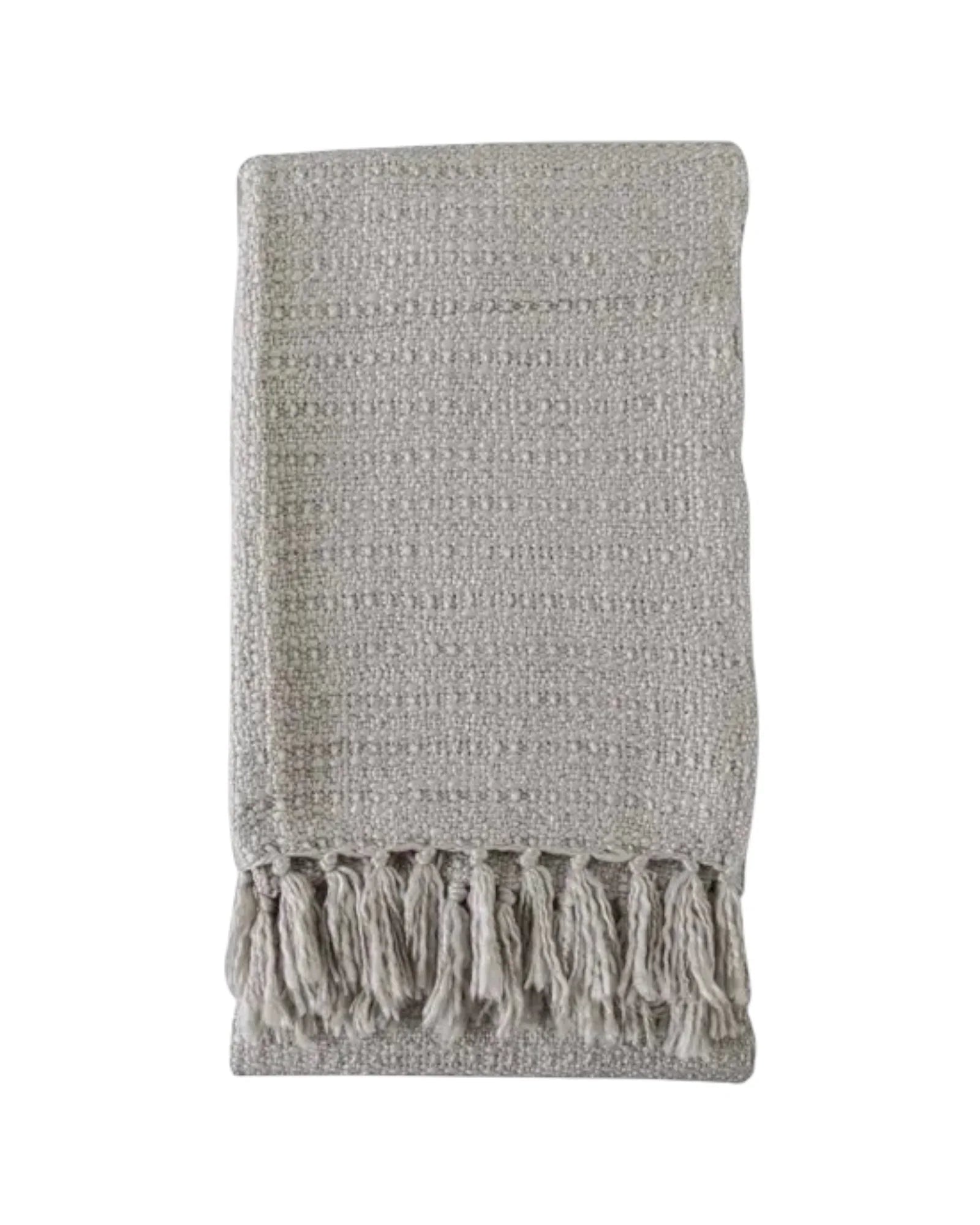 Dove Grey Textured Outdoor Knit Blanket Throw - Soft FurnishingsSoft Furnishings - Lulu Loves Home
