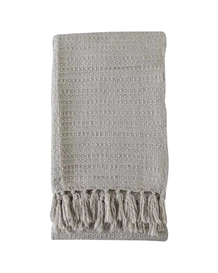 Dove Grey Textured Outdoor Knit Blanket Throw - Soft FurnishingsSoft Furnishings - Lulu Loves Home