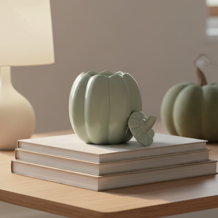Tall Sage Green Pumpkin Oil Burner