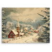Brayden and Brooks 8x10 canvas wall art featuring a snowy village scene with cozy cabins and winter trees.