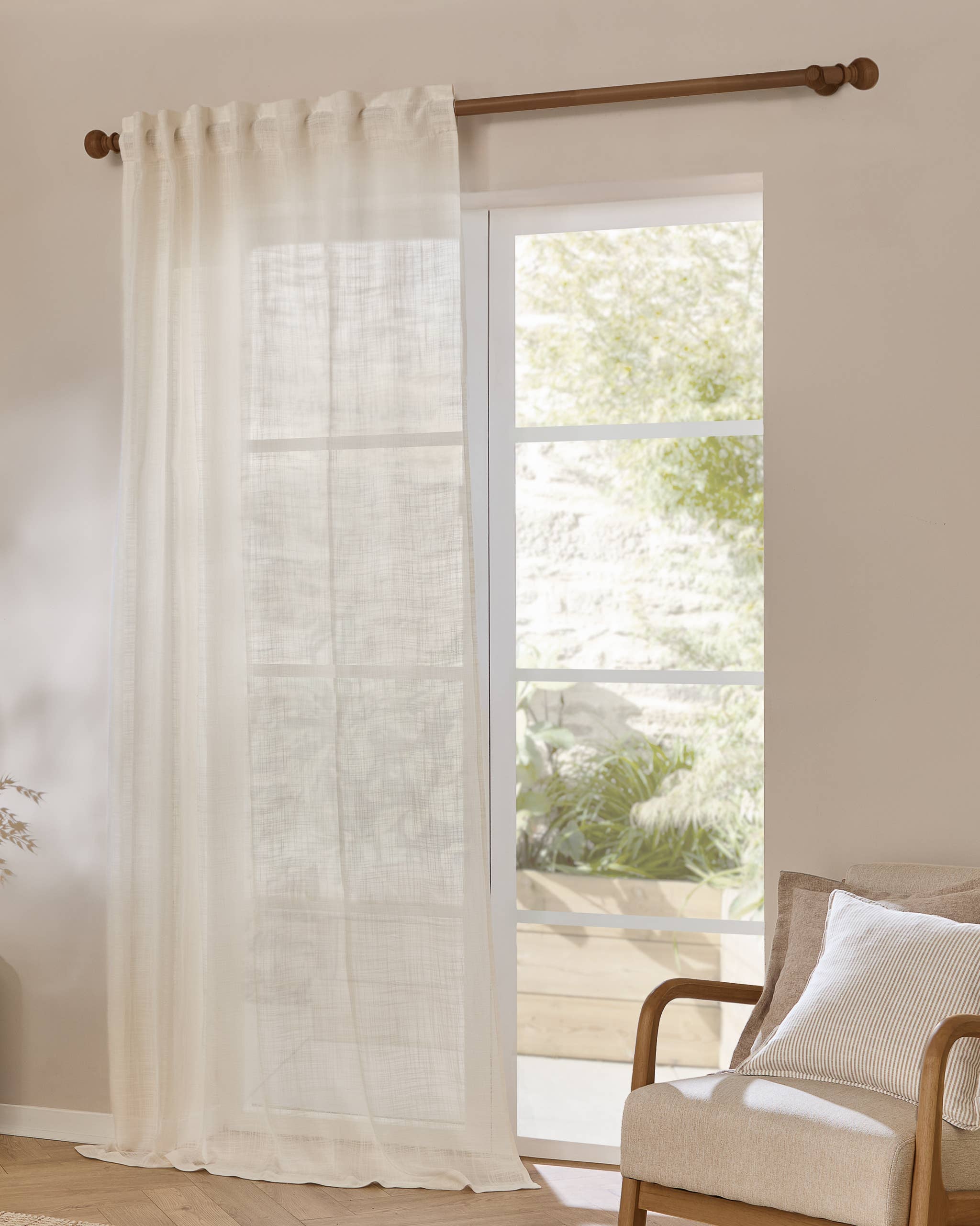 Yard White Woven Sheer Voile Curtain Panel