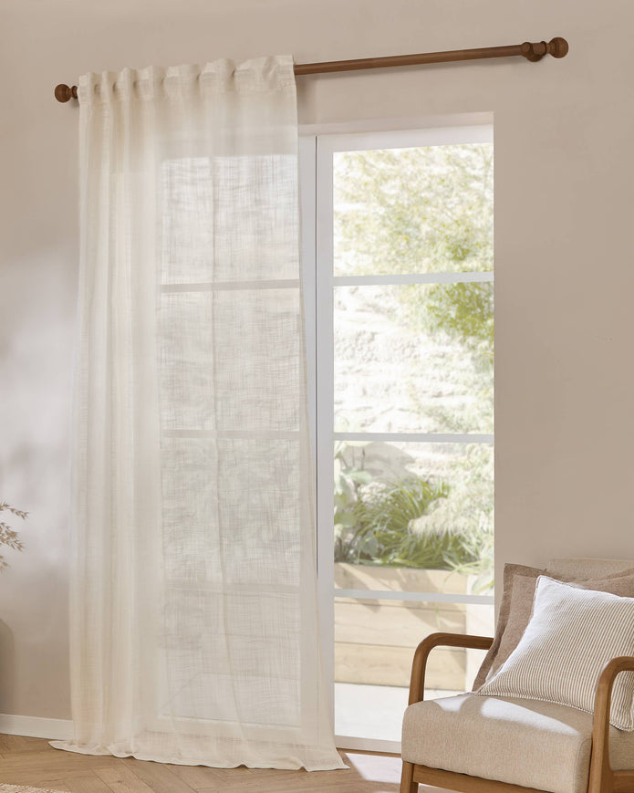 Yard White Woven Sheer Voile Curtain Panel