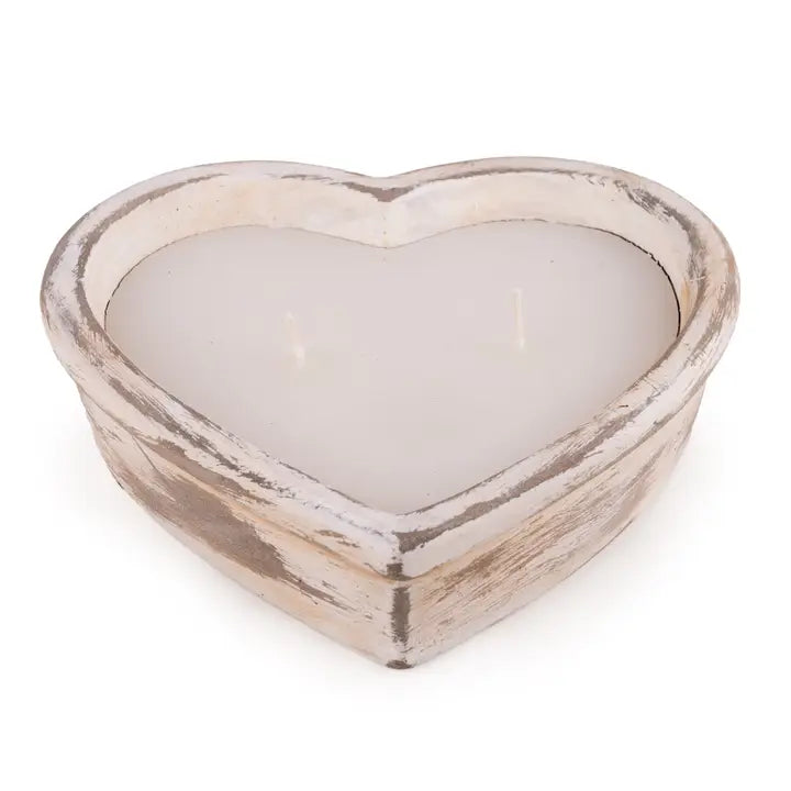 Rustic stone heart-shaped candle from Candlelight Products Ltd, featuring a textured, natural stone finish and a cozy, romantic glow.