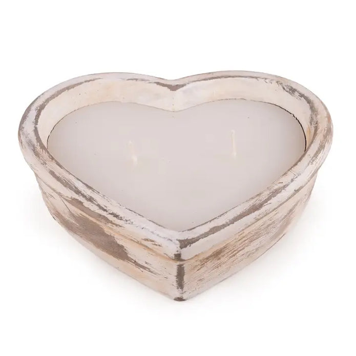 Rustic stone heart-shaped candle from Candlelight Products Ltd, featuring a textured, natural stone finish and a cozy, romantic glow.