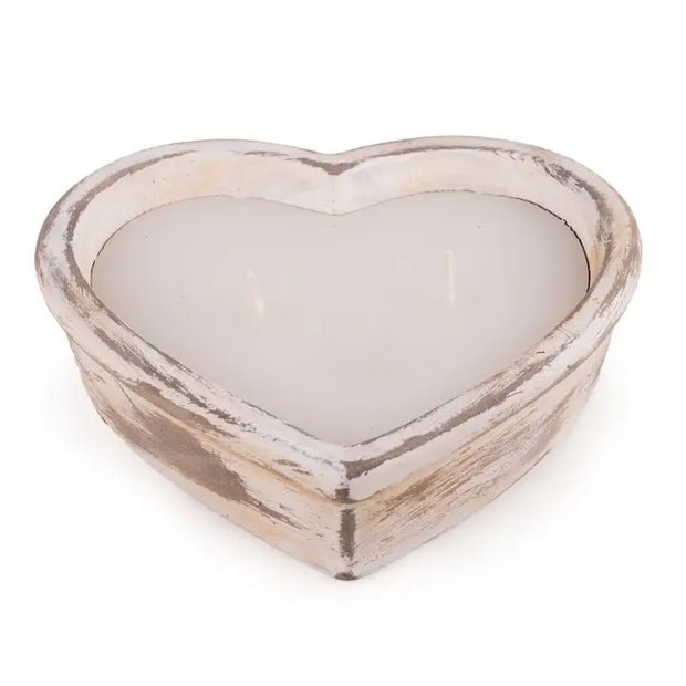 Rustic stone heart-shaped candle from Candlelight Products Ltd, featuring a textured, natural stone finish and a cozy, romantic glow.