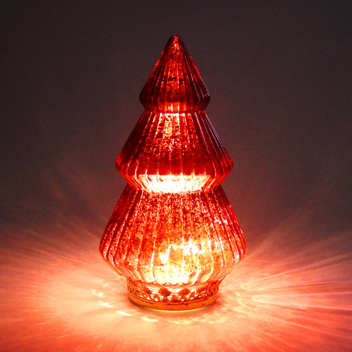 Red large light-up LED glass Christmas tree decoration by Originals International Ltd