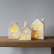 White small light-up LED Christmas house with heart by Gainsborough Giftware x Portland Living