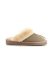 Beige slipper with fur lining on a white background