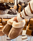 Faux Fur Lined Cosy Slippers - Beige