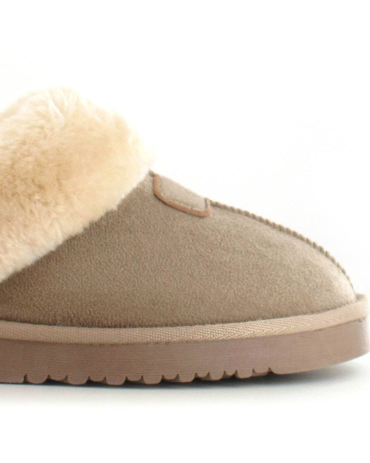 Faux Fur Lined Cosy Slippers - Beige