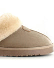 Faux Fur Lined Cosy Slippers - Beige