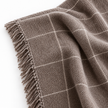 Soft Brown Checked Fine Knit Throw Blanket – fabric detail 1