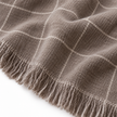 Soft Brown Checked Fine Knit Throw Blanket – fabric detail 2