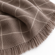 Soft Brown Checked Fine Knit Throw Blanket – fabric detail 4