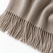 Ellenvale Beige and Brown fine knit tasseled throw blanket, soft furnishings by Ellenvale Trade, featuring a cozy textured design.