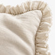 Hallie Cream Neutral Square Luxury Linen Ruffled Edge Cushion Cover – fabric detail 2