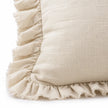 Hallie Cream Neutral Square Luxury Linen Ruffled Edge Cushion Cover – fabric detail 3