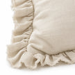 Hallie Cream Neutral Square Luxury Linen Ruffled Edge Cushion Cover – fabric detail 4