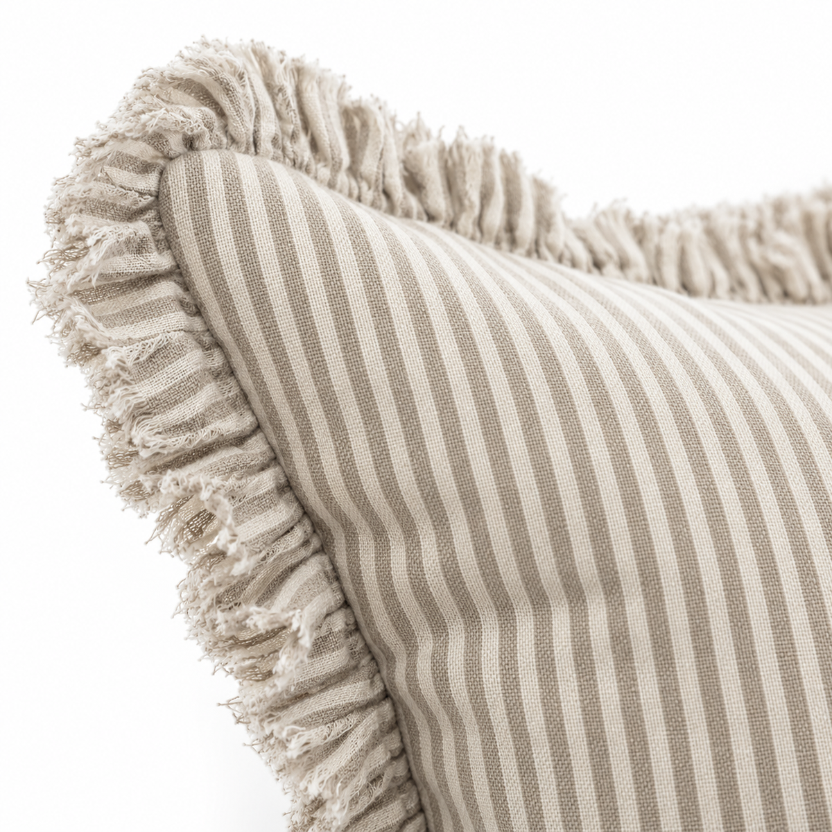 Hallie Natural Beige Square Pinstripe Cushion Cover – fabric detail 1