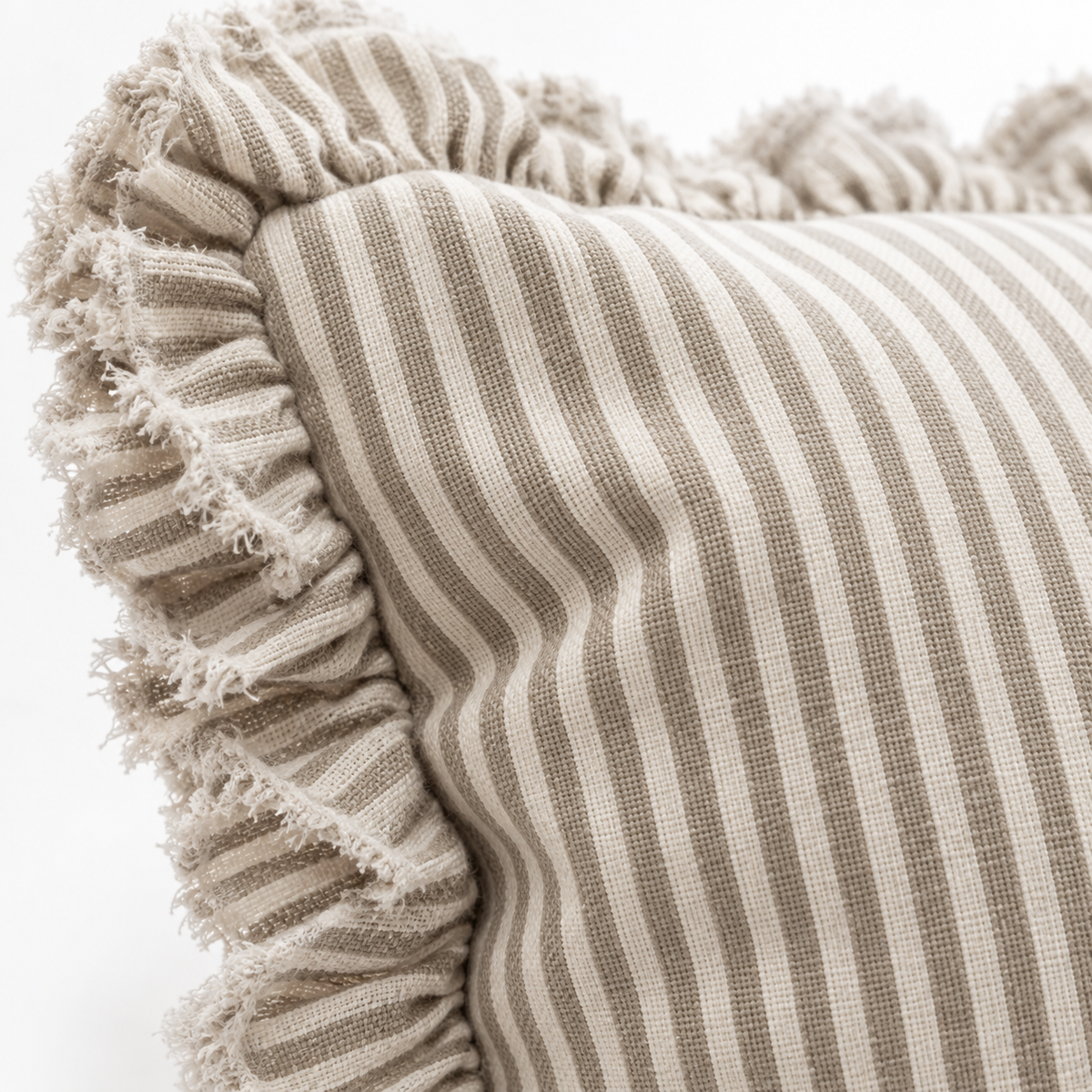 Hallie Natural Beige Square Pinstripe Cushion Cover – fabric detail 2