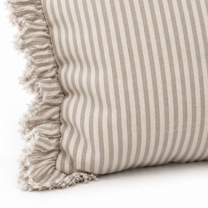Hallie Natural Beige Square Pinstripe Cushion Cover – fabric detail 3