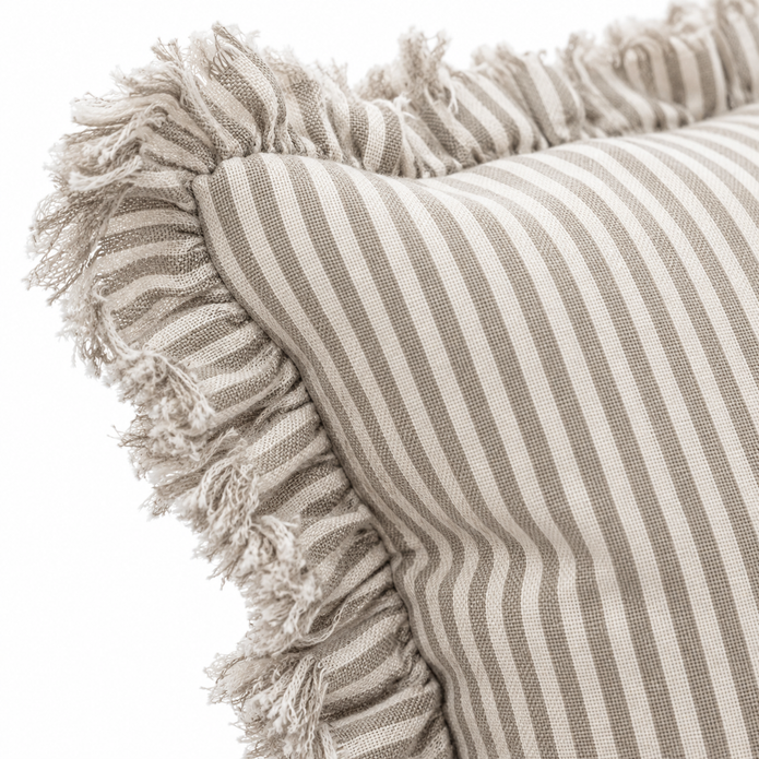 Hallie Natural Beige Square Pinstripe Cushion Cover – fabric detail 4
