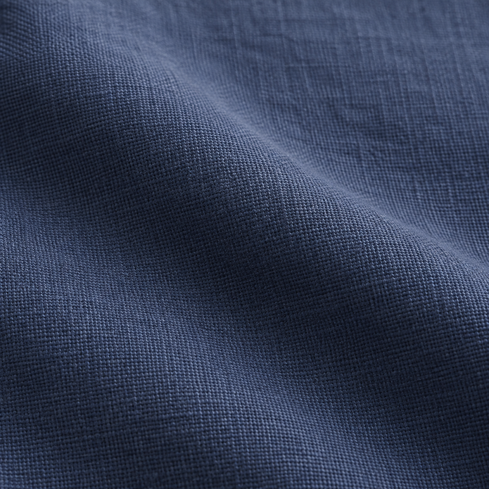 Hallie Navy Blue Luxury Linen Ruffled Edge Cushion Cover – fabric detail 2