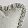 Hallie Sage Green Ruffled Edge Linen Cushion Cover – fabric detail 1