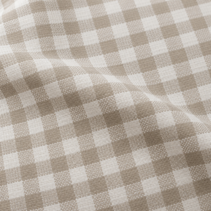 Hallie Beige And White Square Gingham Cotton Cushion Cover – fabric detail 2